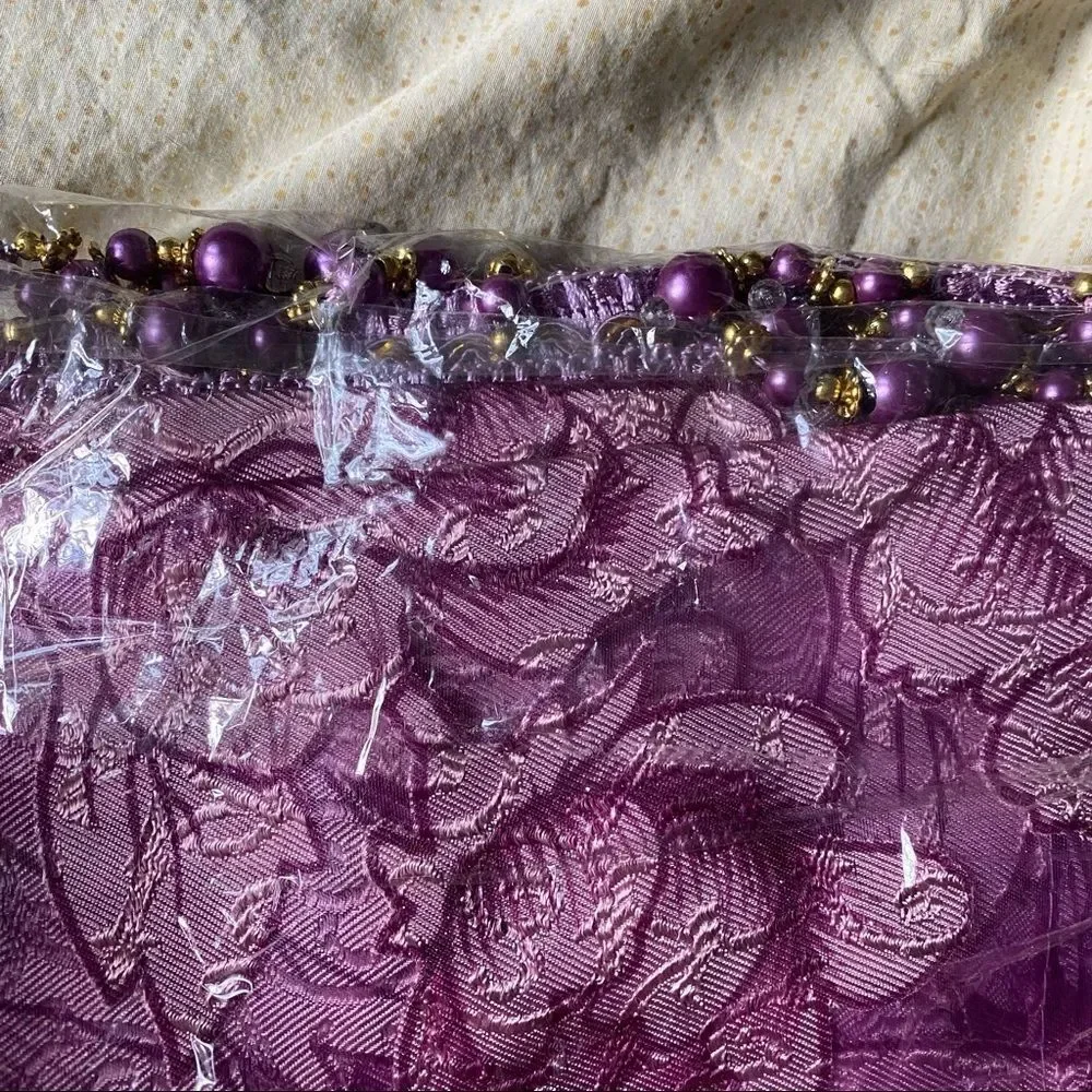Purple lace floral with beautiful beaded ends shower curtain